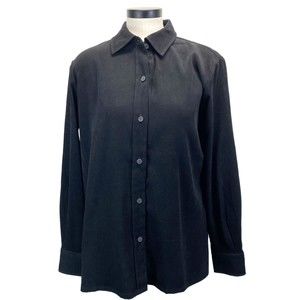 ALLISON TAYLOR STRETCH SHIRT WOMAN'S SIZE M FAUX SUEDE BLACK BUTTON UP LINED